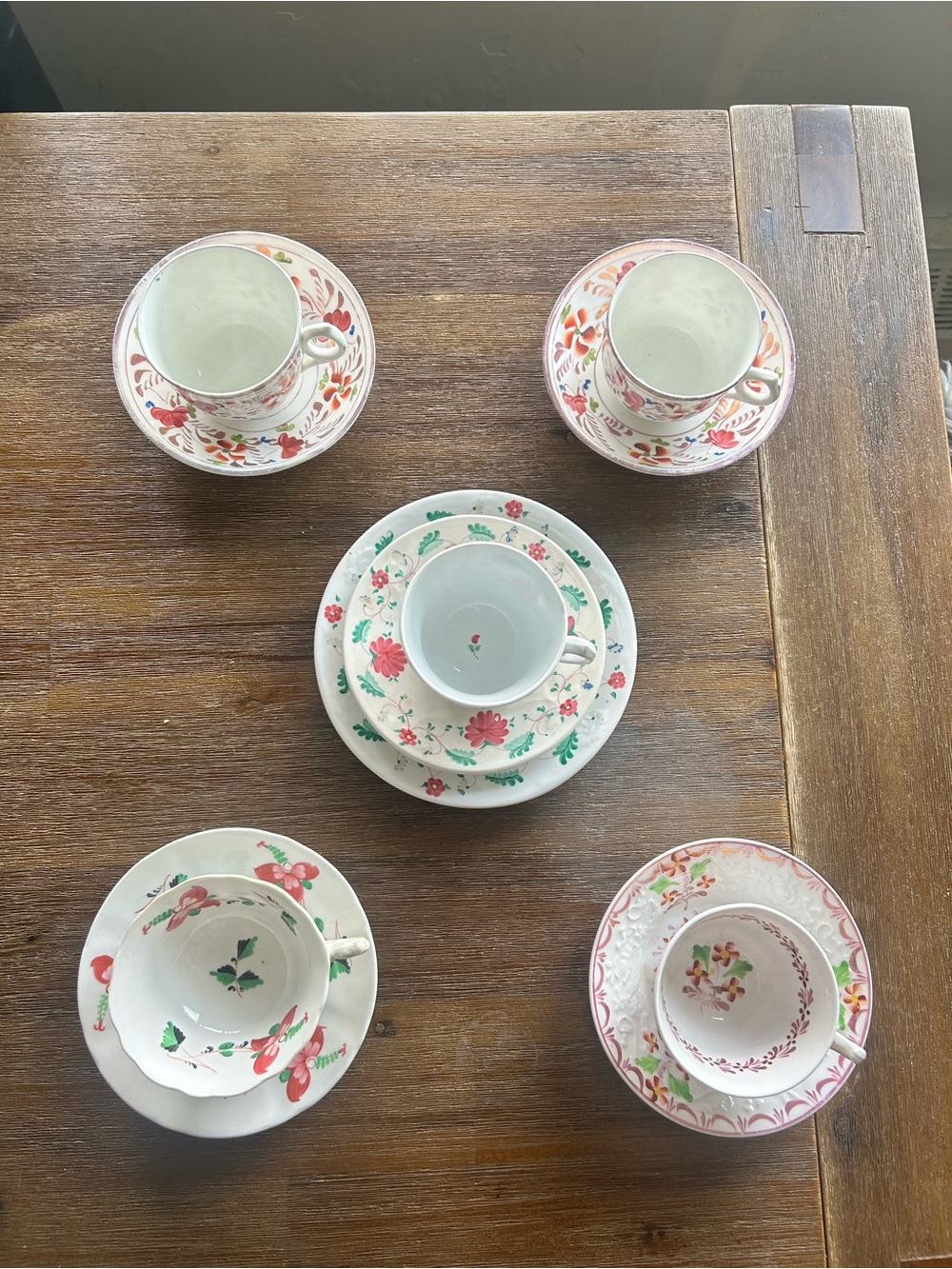 Vintage Floral Tea Cup and Saucer Set - Pink & Green Accents